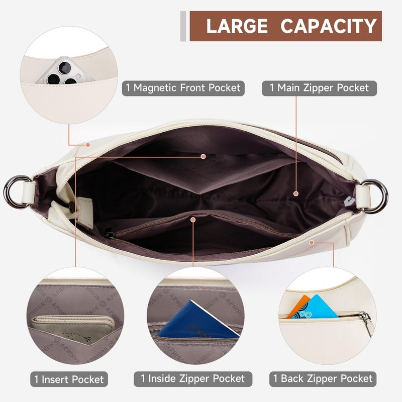 APHISON Trendy Leather Crossbody Purse with Adjustable Strap, Women's Shoulder Handbag - Image 3
